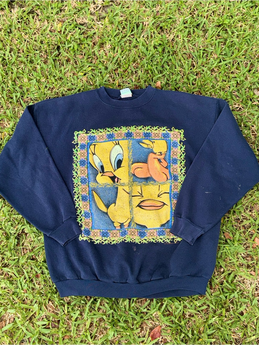 Vintage Navy Tweety Graphic Crewneck Sweatshirt - Men